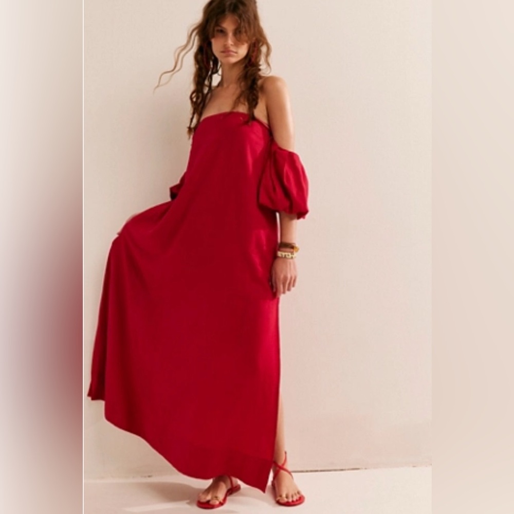 Free People Julietta Linen Off-Shoulder Maxi Dress